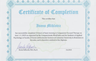 Certifikát Compassion Focused Therapy
