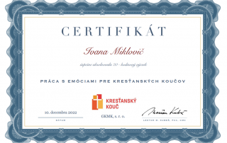 Certifikát - práca s emóciami pre koučov