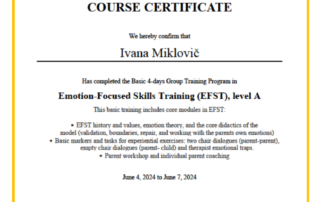 Certifikát o absolvovaní kurzu EFST
