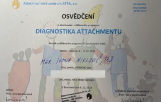 Osvedčenie - Diagnostika attachmentu